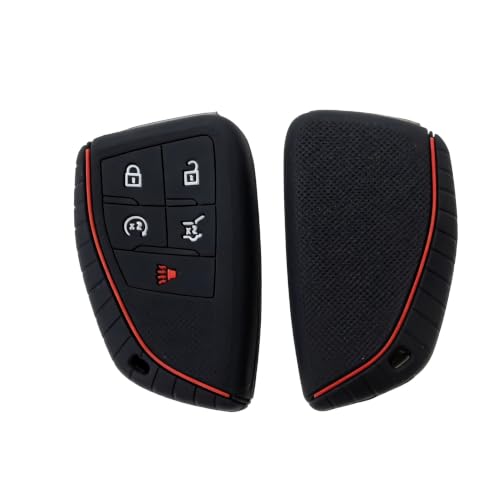 Silicone Key Fob Cover 2 Pack, Key Protector - 360° Key Protection Case for Chevrolet 2020-2026 Trailblazer/Equinox/Malibu, Anti-Scratch Silicone Key Cover (Black/Black Red) - color: Black/Black Red