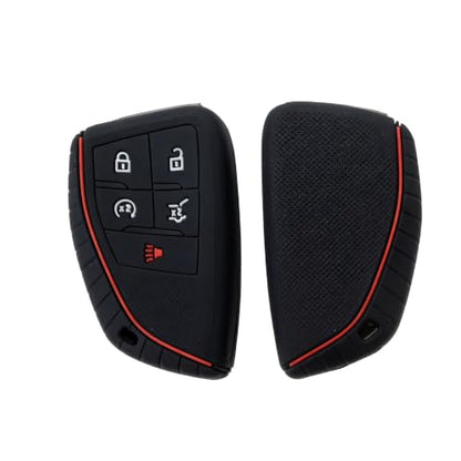 Silicone Key Fob Cover 2 Pack, Key Protector - 360° Key Protection Case for Chevrolet 2020-2026 Trailblazer/Equinox/Malibu, Anti-Scratch Silicone Key Cover (Black/Black Red) - color: Black/Black Red