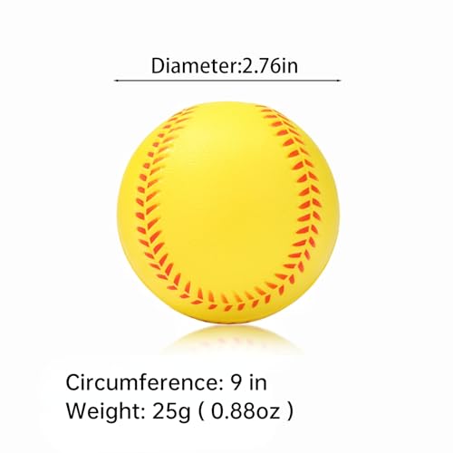 12 Pack Foam Baseballs Softballs Foam Training Ball for Kids Beginners, 9 inch Practice Baseballs Tballs, Safe Throwing, Catching and Batting Practice - color: Yellow
