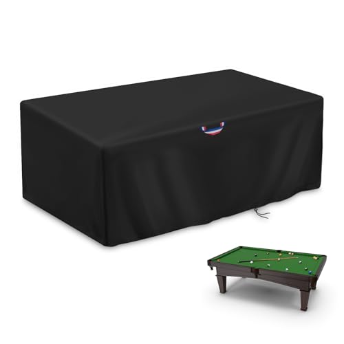 POMER Pool Table Cover - 100 inch Waterproof Table Cover for 8 Foot Snooker Billiard Tables Dustproof 7/8/9 FT Billiard Table Cover - 100x56x32 inch