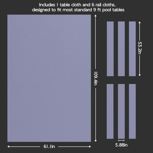 KONLLEN 9ft Pool Table Felt, 80/20 Wool Nylon Blend Billiard Table Cloth with Pre-Cut Strips, Professional Replacement Felt for Home & League Play - color: Gray