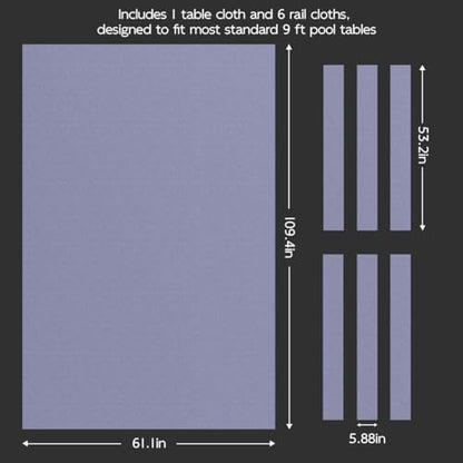 KONLLEN 9ft Pool Table Felt, 80/20 Wool Nylon Blend Billiard Table Cloth with Pre-Cut Strips, Professional Replacement Felt for Home & League Play - color: Gray