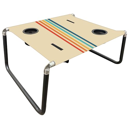 Neso Beach Table - Lightweight, Portable and Foldable Table for Beach, Camping and Outdoor Adventures - Stable Surface - with Cup Holder for Drinks and Phone Pockets - Rainbow - color: Rainbow