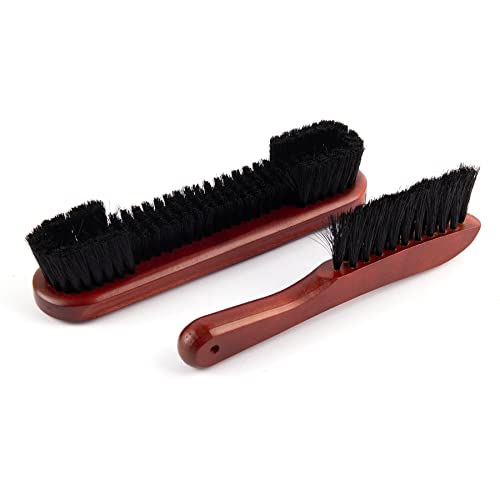 Framendino, Wooden Billiards Pool Table and Rail Brush Set Wood Billiard Cleaner Cleaning Tools Supplies (Red-Brown, 2 Pack) - color: Brown