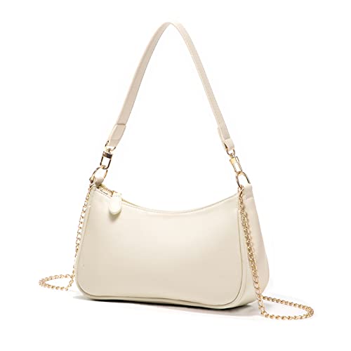 VODIU Clutch Tote Handbags with 2 Removable Straps and Zipper Closure Crossbody Bags Shoulder Purse Handbag for Women - color: Beige