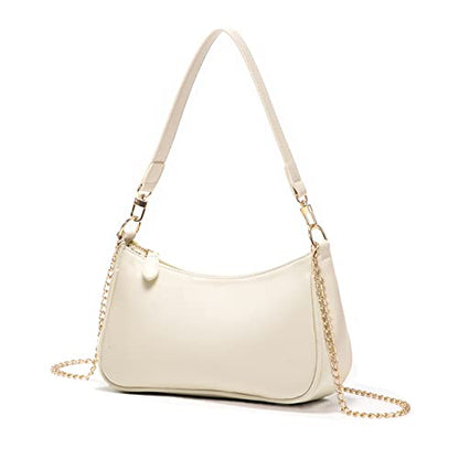 VODIU Clutch Tote Handbags with 2 Removable Straps and Zipper Closure Crossbody Bags Shoulder Purse Handbag for Women - color: Beige
