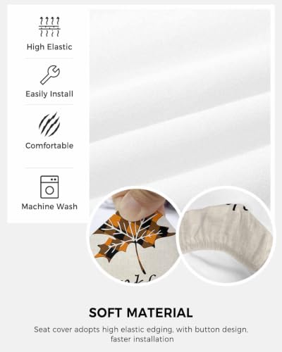 Savannan Office Chair Cover, Fall Maple Leaf Orange Buffalo Plaid Protective Stretch Elastic Universal Cover for Desk Task Chair,Computer Rotating Chair 1 Pcs Thanksgiving Thankful Quote