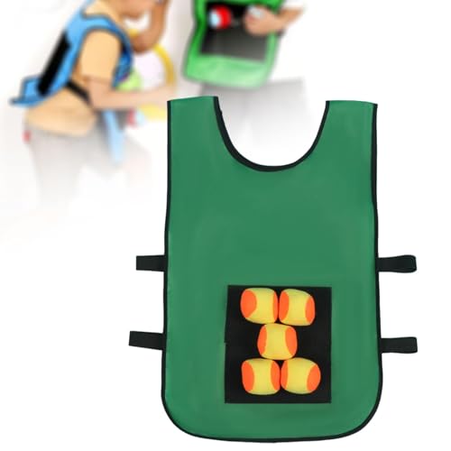 Dodgeball Game Toss Soft Toy Balls Playground Game Toy Sticky Ball Vest Target Ball Vest for Camping Indoor Backyard Outside - color: green aldults