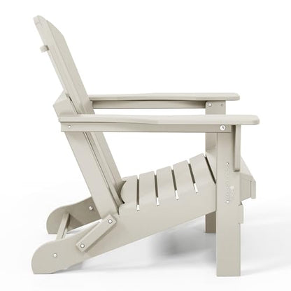 WestinTrends Malibu 2 Piece Set Outdoor Folding Poly Adirondack Chair, Sand - color: Sand, size: 2 Chair