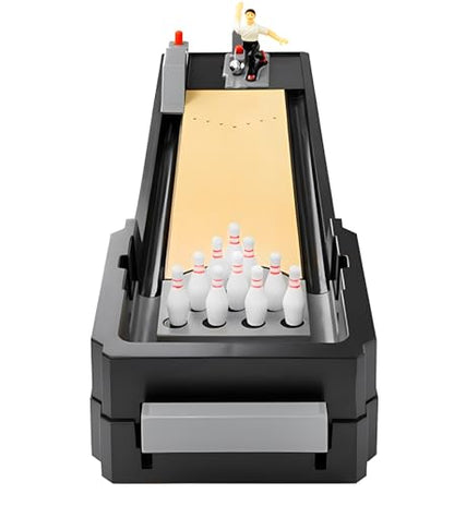 Tabletop Bowling Game Set, 10-Pin Alley, Mechanical Play, 6+ | Large 25.5” Bowling Toy, Side-track Return, Easy Pins Setup, Spare Parts, No Batteries, Gift for Kids & Adults, Family Fun
