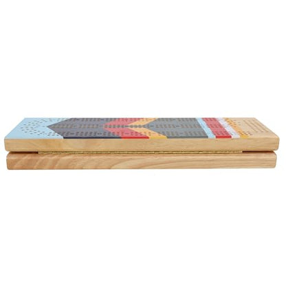 Pacific Shore Games Canoe Cribbage Board Game Set, Camp Nautical Print, Continuous 3 Track Travel Cribbage Boards Unique, Wooden Board Games for Adults, 9 Metal Cribbage Pegs, 12 Inches - style: Camp