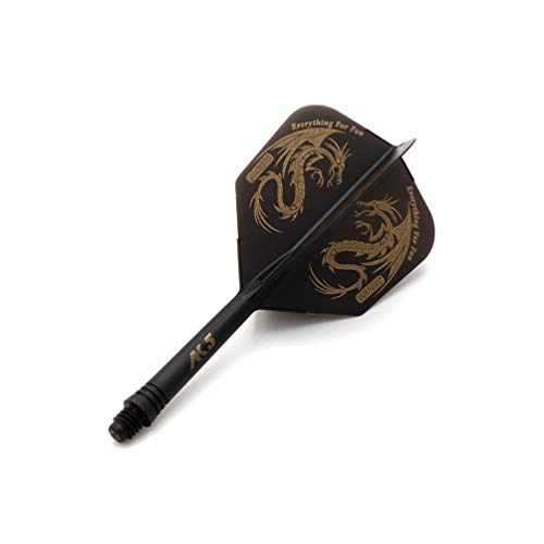 CUESOUL 6 Pieces ROST Integrated Dart Shaft and Flights - color: Shaft Length 28mm-Big Wing Shape-Black Dragon