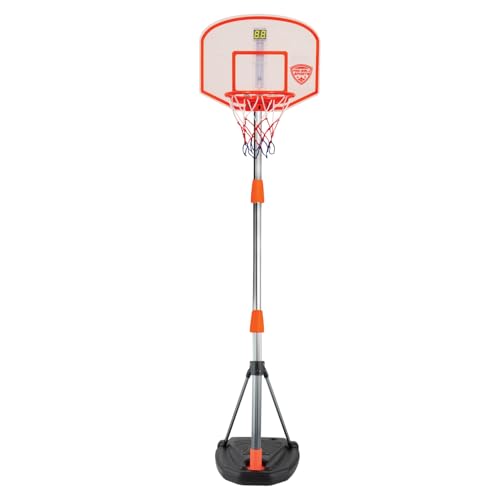 Pro Ball Portable Electronic Scoreboard Basketball Hoop for Kids, Adjustable Height Design up to 65”