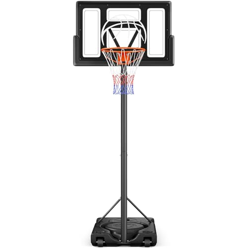 Yohood Basketball Hoop Outdoor 10ft Adjustable, Portable Basketball Hoop Goal System for Kids Youth and Adults in Backyard/Driveway/Indoor, 44 Inch Shatterproof Backboard and Larger Base - style: Black