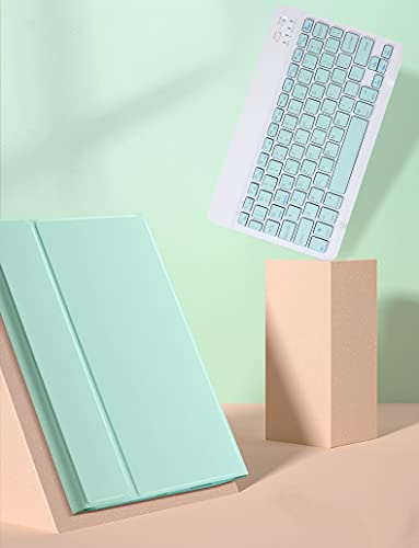 MintGreen Keyboard Case for Galaxy Tab A7 Lite 8.7 inch, Wireless Bluetooth, Detachable, Modern, 80 Keys, TPU, Ambidextrous, English, Battery Powered, Membrane Switch - color: MintGreen, size: Tab A7 Lite 8.7"