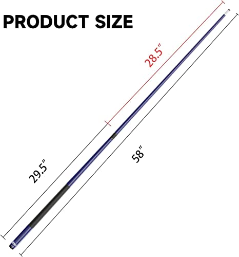 GSE Games & Sports Expert 58" 2-Piece Fiberglass Graphite Composite Billiard Pool Cue Sticks (Several Colors Available, Weight from 18oz, 19oz, 20oz, 21oz) - color: Matte Blue, style: set of 4