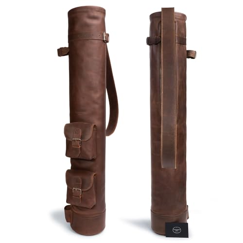Leather Vintage Carry Golf Bag with Shoulder Strap, Standing Carry Golf Bags, Men's Basic Bag for Golf Clubs, Golf Stand Bags for Men, Mens Walking Golf Club Cart Bag, Lightweight Caddie Golfing Gear