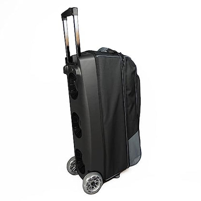 ELITE Basic Triple Roller Black Bowling Bag - 3 Ball Roller, Fits 2 Pairs of Size 15 Shoes, Air Travel-Friendly - color: Charcoal