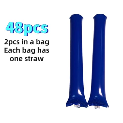 48pcs Round Head Boom Sticks Thunder Sticks Cheering Sticks Team Spirit Plastic Cheerleading Spirit Stick Clapper Inflatable Noise Maker Sports Supply (Blue) - color: Blue