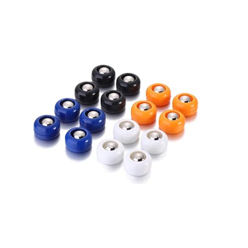 Mini Shuffleboard Pucks 25mm (1 inch) 16-Piece Set for Tabletop Sliding Games - 4 Black, 4 White, 4 Orange, 4 Blue, Polypropylene