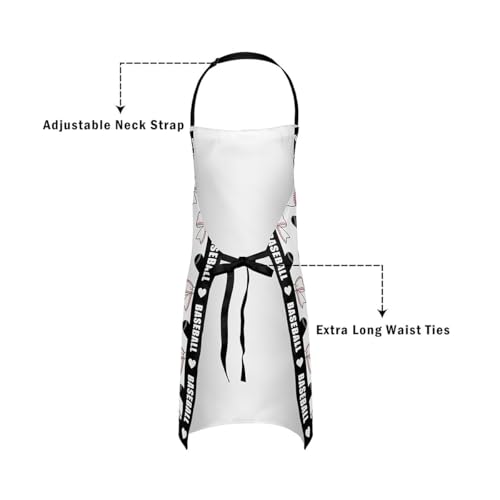 Castle Fairy Cartoon Baseball Kitchen Apron,Bow Knots Waterproof Apron - color: Black White