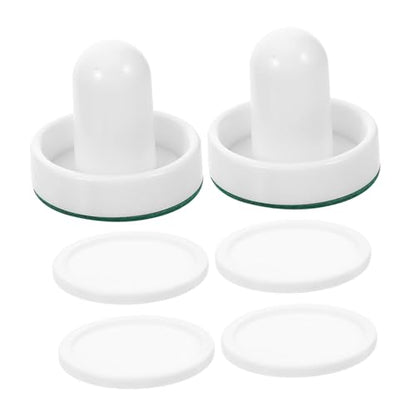 VICASKY Table Ice Hockey Pucks and Replacement Accessories for Home Air Hockey Tables Durable White Mallets with Felt Grip and Pucks for Competitive Game Rooms