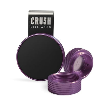 Magnetic Chalk Holder with Lid & Belt Clip – Round Billiard Pool Cue Chalk Holder with Strong Magnet, Portable Snooker Chalk Case for Players - color: Purple