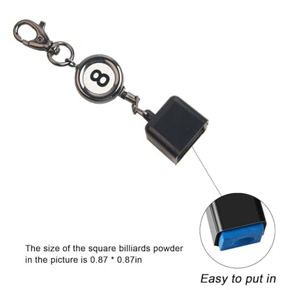 LAKE OF FIRE Billiard Chalk Holder，Pool Chalk Holder with Retractable Key Ring,Pool Table Accessories for Billiard Lovers - style: Square