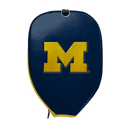 Officially Licensed Collegiate Pickleball Paddle - USA Pickleball Association Approved Racket - Lightweight Honeycomb Core, Carbon Fiber Exterior, Premium Leather Grip for Comfort with Cover