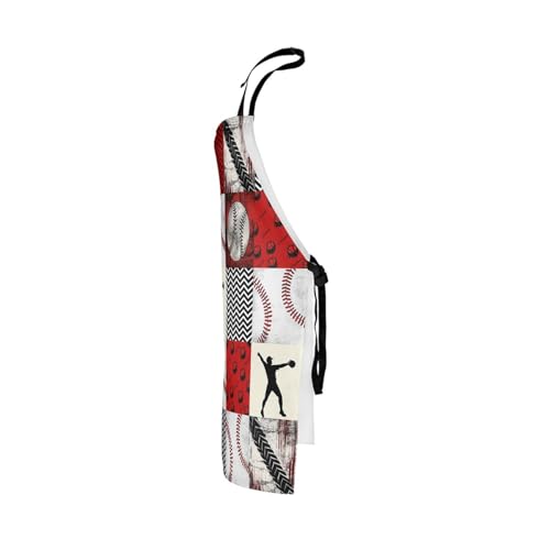 Manfei Ball Sports Kids Kitchen Apron - color: Red White Black