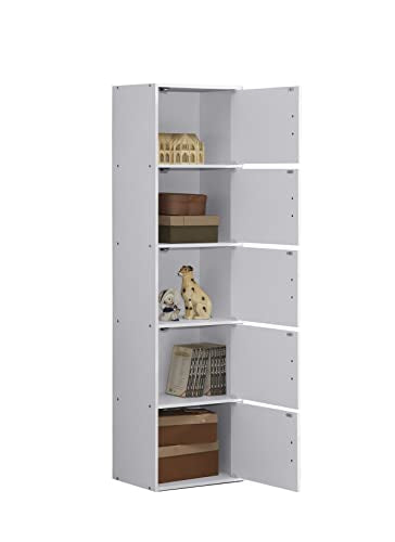 HODEDAH IMPORT Bookcase, White, 5 Door - color: White