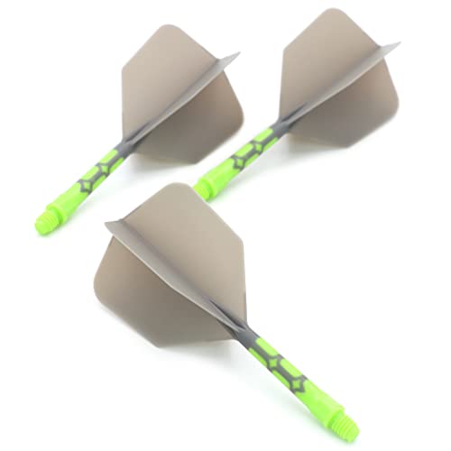 CUESOUL ROST T19 Integrated Dart Shaft and Flights Big Wing Shape Grey 28mm-Say Goodbye to Falling Dart Flight - color: with Green Shaft