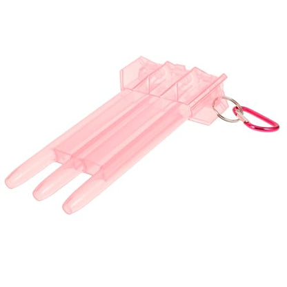 Outanaya Portable Hard Shell Darts Organizer Case with Locking Latch and Carabiner, Pink Plastic Carrying Box for Soft Tip Darts Storage and Travel
