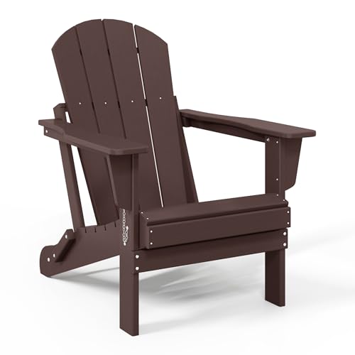 WestinTrends Malibu HDPE Outdoor Patio Folding Poly Adirondack Chair, Dark Brown - color: Dark Brown, size: 1 Chair