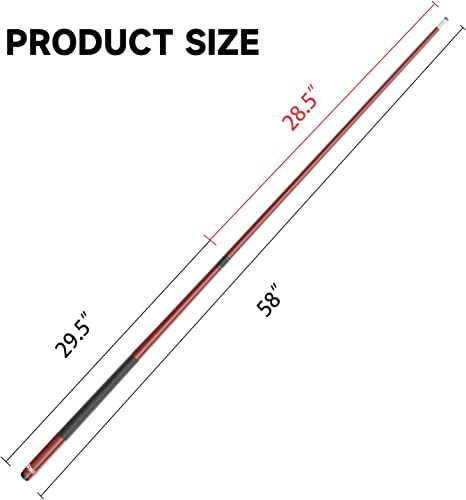 GSE Games & Sports Expert 58" 2-Piece Fiberglass Graphite Composite Billiard Pool Cue Sticks (Several Colors Available, Weight from 18oz, 19oz, 20oz, 21oz) - color: Multi Matte Colors, style: set of 4