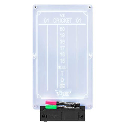 Viper Illumiscore Plus+ See-Through Illuminated Back-Lit Dry Erase Dart Scoreboard, Large (19.50" L x 10.00" W), Black