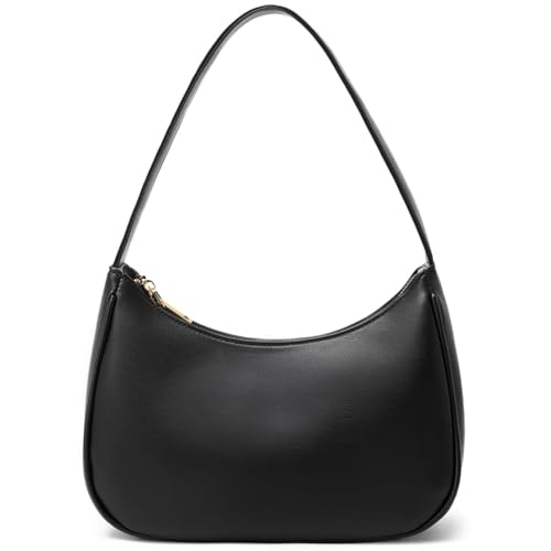CYHTWSDJ Shoulder Bags for Women, Cute Hobo Tote Handbag Mini Clutch Purse with Zipper Closure - color: Black