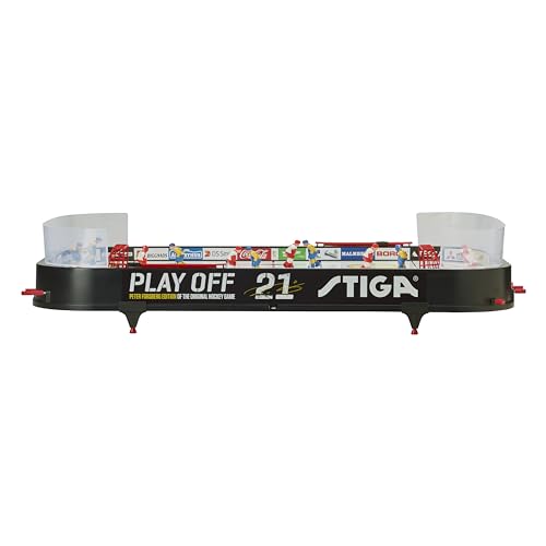 STIGA Table-Top Rod Hockey Game Play Off 21 – Classic Ice Hockey Action with Enhanced Features, Easy Assembly, Includes 2 Pucks – Fun for All Ages - color: White