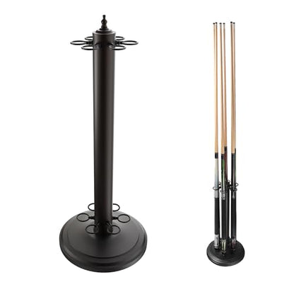 GSE Games & Sports Expert Stand-Style Metal Billiard Pool Cue Rack, Holds 6 Pool Cue Sticks (Several Colors Available) - color: Matte Black