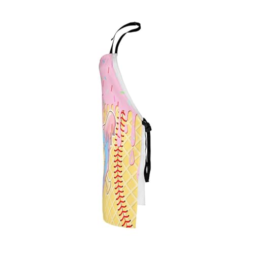 Castle Fairy Ice Cream Drip Baseball Kids Kitchen Apron - color: Pink