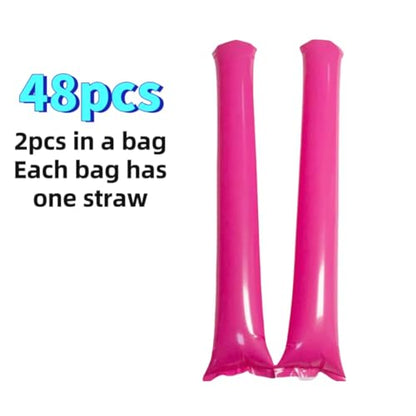 48pcs Round Head Boom Sticks Thunder Sticks Cheering Sticks Team Spirit Plastic Cheerleading Spirit Stick Clapper Inflatable Noise Maker Sports Supply (Pink) - color: Pink