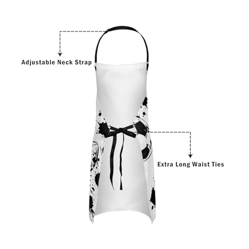 Manfei Ball Sports Kids Kitchen Apron - color: Black White