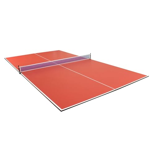 Hathaway 9 ft Quick Set Table Tennis Conversion Top – Regulation Sized, Foldable, Durable Engineered Surface, Protection Pads – Indoor Ping Pong Table Topper for Pool Table w/Net & Posts - color: Coral