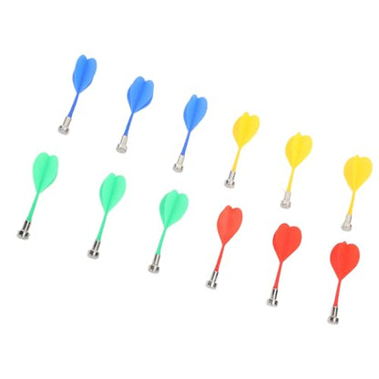 Generic 12Pcs Magnetic Set Plastic Wing Tips, Powerful Magnetism for Dartboard Games, Red Green Blue Yellow, Ideal for Adults Family Indoor Outdoor Fun
