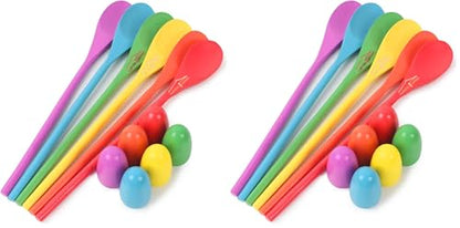 LovesTown 12 PCS Egg Spoon Race Game Sets, Wooden Balance Relay Games for Kids Carnival Birthday Party Outdoor Games (Pack of 2) - size: Medium (Pack of 2)