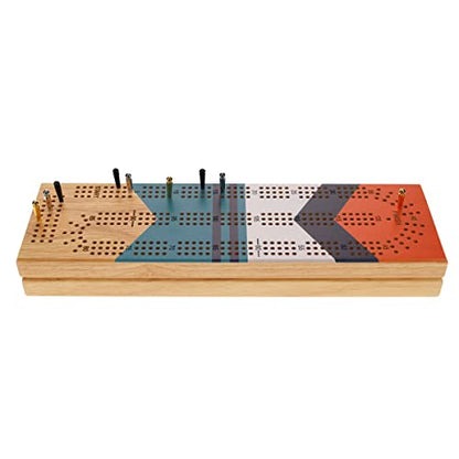 Pacific Shore Games Canoe Cribbage Board Game Set, Sunrise Nautical Print, Continuous 3 Track Travel Cribbage Boards Unique, Wooden Board Games for Adults, 9 Metal Cribbage Pegs, 12 Inches - style: Sunrise