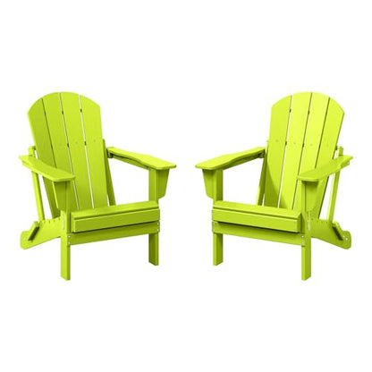 WestinTrends Malibu 2 Piece Set Outdoor Folding Poly Adirondack Chair, Lime - color: Lime, size: 2 Chair