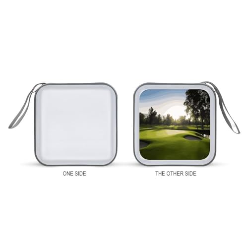 Golf Course CD Case Hard Plastic DVD Disc Cases Storage Binder Portable Zipper CD Case Holder Large Storage Disc Wallet Bag for Car Home Travel(40 Capacity)