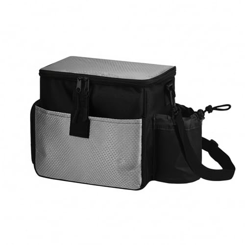 Disc Golf Bag with Shoulder Strap, Compact Polyester Carrier for Organizing Discs, Black Storage Case 9.8 x 5.9 x 9.4 Inches