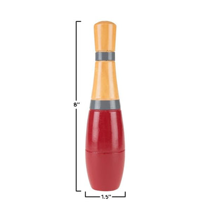 Wooden Lawn Bowling - Adults and Kids Bowling Set with 10 Pins, 2 Balls, Carry Bag - Indoor and Outdoor Games - Skittle Yard Games (Red) - color: Red & Gray